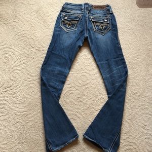Rock Revival Sz 28 Jewel Bootcut jeans. Factory wiskering/distressing/fading